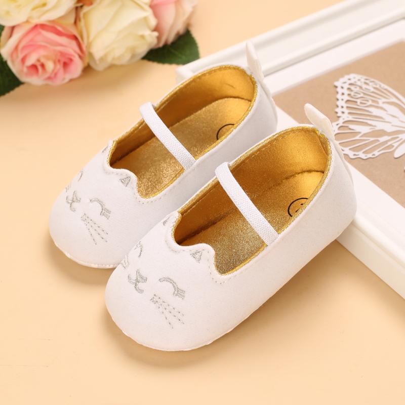 Baby Girl Cartoon Cat Pattern Elastic Band Shoes - PrettyKid
