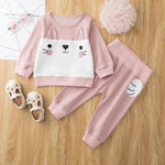 2-piece Rabbit Pattern Sweatshirt & Pants for Baby Girl - PrettyKid