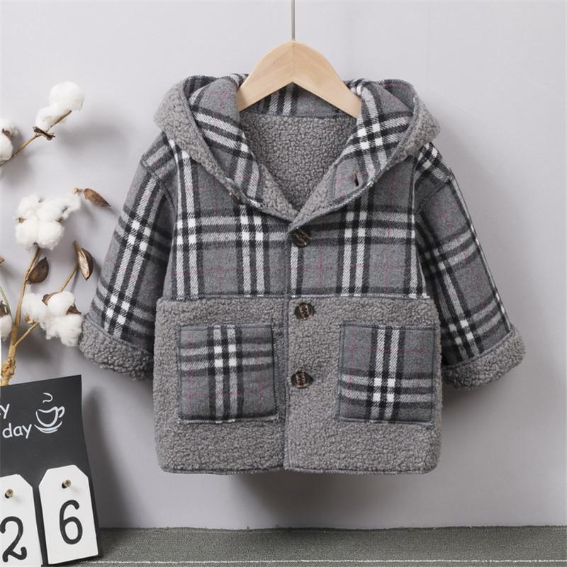 Extra Thick Plaid Duffle Coat Trench for Children Boy - PrettyKid