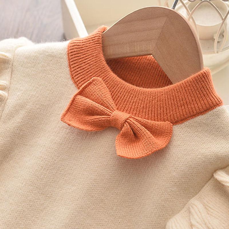 2-piece Solid Bow Decor Sweater & Skirt for Toddler Girl Children's Clothing - PrettyKid