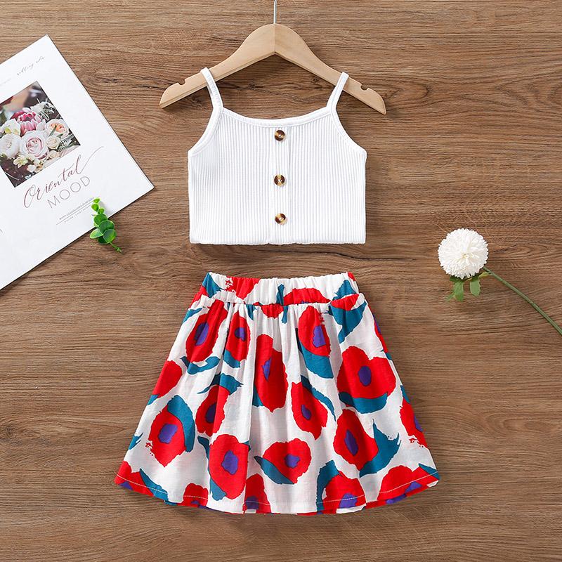 Toddler Girl Cami Top & Floral Skirt - PrettyKid