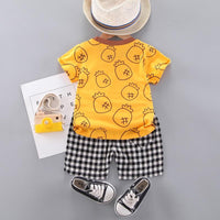 Toddler Boy Cartoon Pineapple Top & Plaid Shorts - PrettyKid