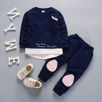 2-piece Solid Pocket Decor Sweatshirt and Pants Set Children's Clothing - PrettyKid