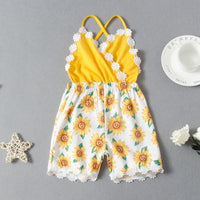 Sling Floral Printed Overalls for Toddler Girl Wholesale children's clothing - PrettyKid