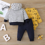 Baby Boys Yellow Car Print Coat Bodysuit Pants Set Cheap Baby Clothes Wholesale - PrettyKid