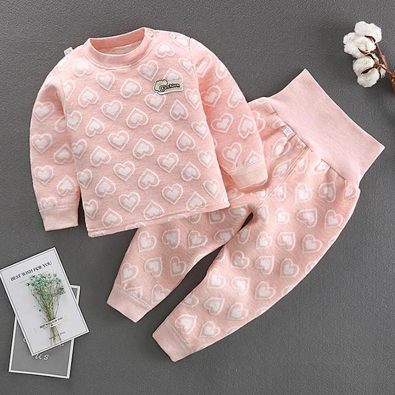 2-piece Heart-shaped Pattern Pajamas Sets for Toddler Girl - PrettyKid