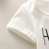 Hello Letter Printed Short-sleeved Round Neck Romper for Baby - PrettyKid