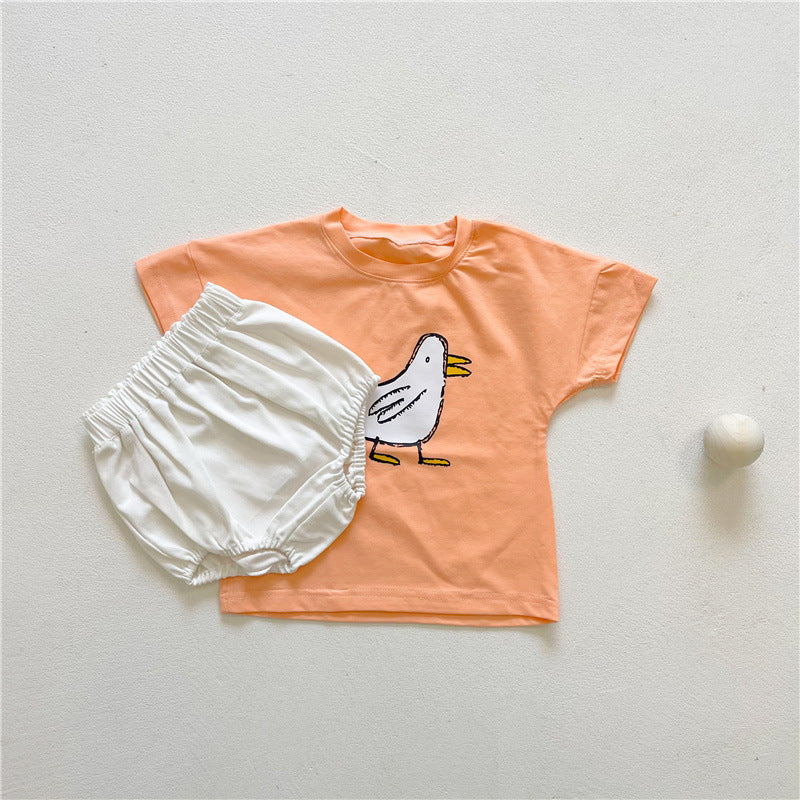 3-24M Boys And Girls Graffiti Cartoon Short Sleeve T-Shirts Plain Shorts Baby Clothes Set Wholesale Baby Clothes - PrettyKid