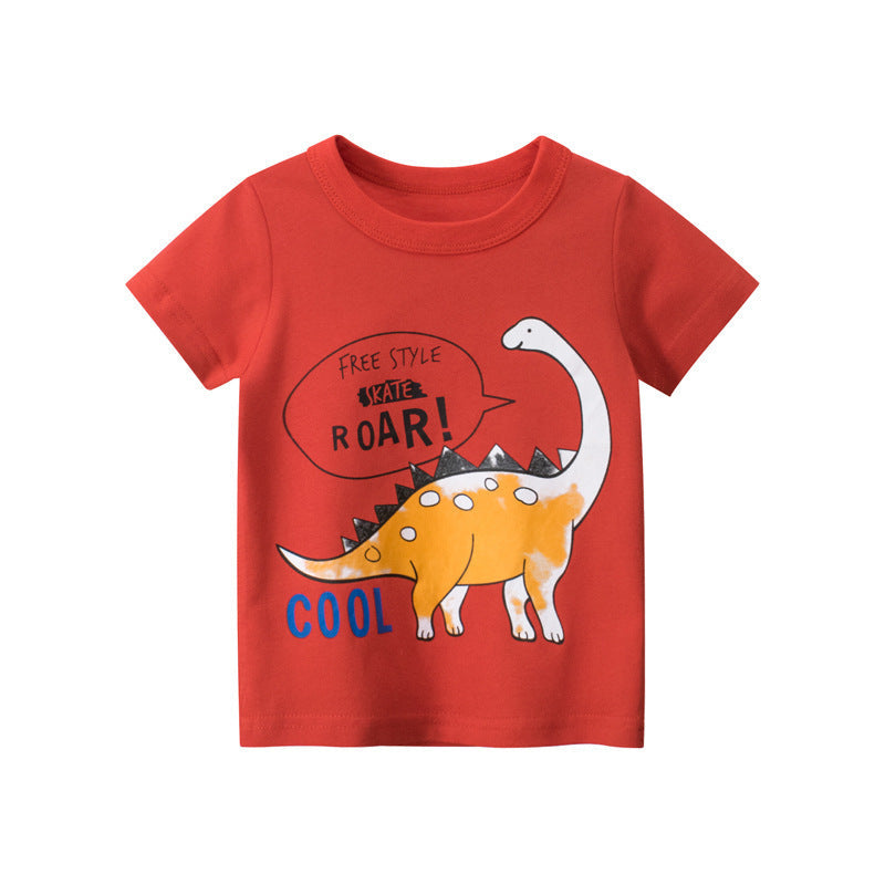 18M-6Y Toddler Boys Dinosaur Letter Print T-Shirts Wholesale Fashion Clothes For Boys - PrettyKid