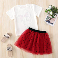 18M-6Y Toddler Girls Outfits Sets T-Shirts Polka Dots Mesh Skirts Wholesale Girls Clothes