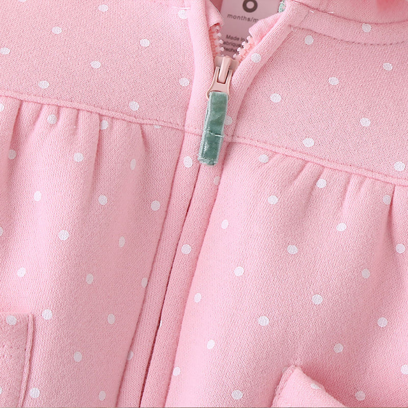 Baby Girls Cute Cartoon Rabbit Wave Point Coat Jumpsuit Pants Set Wholesale Baby Clothes Vendors - PrettyKid
