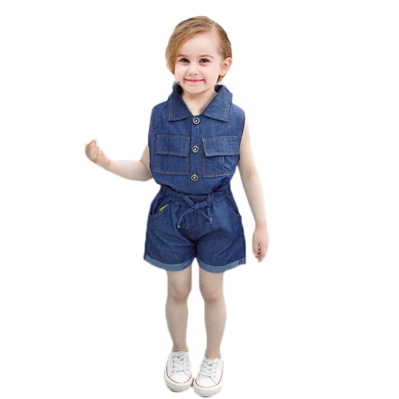 2-piece Denim Vest & Denim Shorts for Toddler Girl - PrettyKid