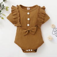 New Born Girl Ruffle Ribbed Bodysuit - PrettyKid