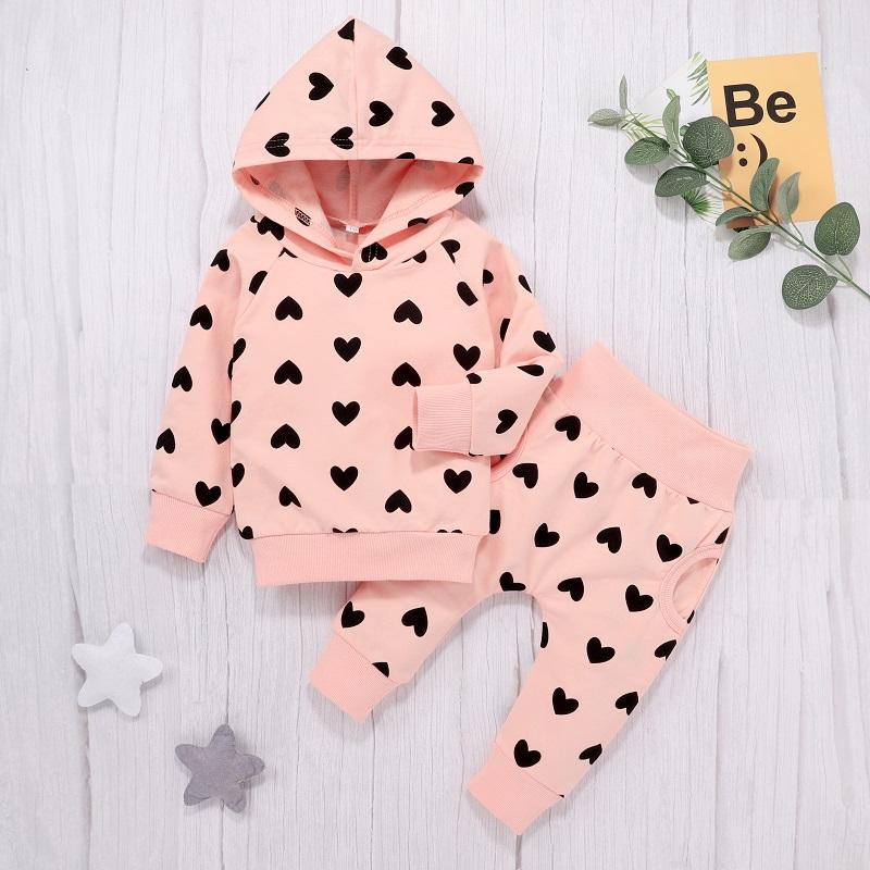 wholesale baby clothing usa Toddler Girl Heart-shape Print Hoodie & Pants Wholesale Children's Clothing - PrettyKid