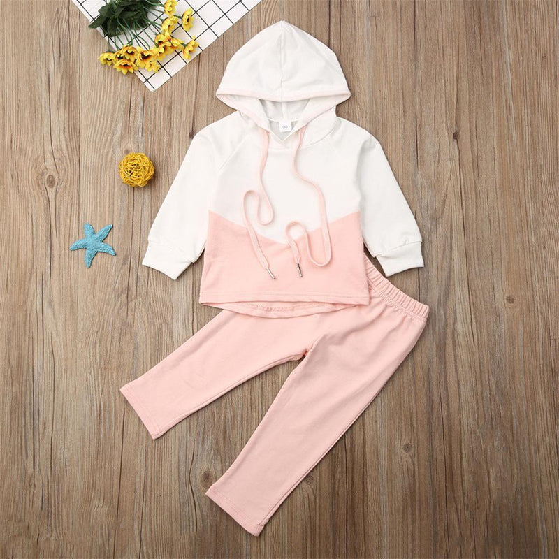 Girls Long Sleeve Hooded Casual Tops&Solid Pants Girls Clothing Wholesalers - PrettyKid