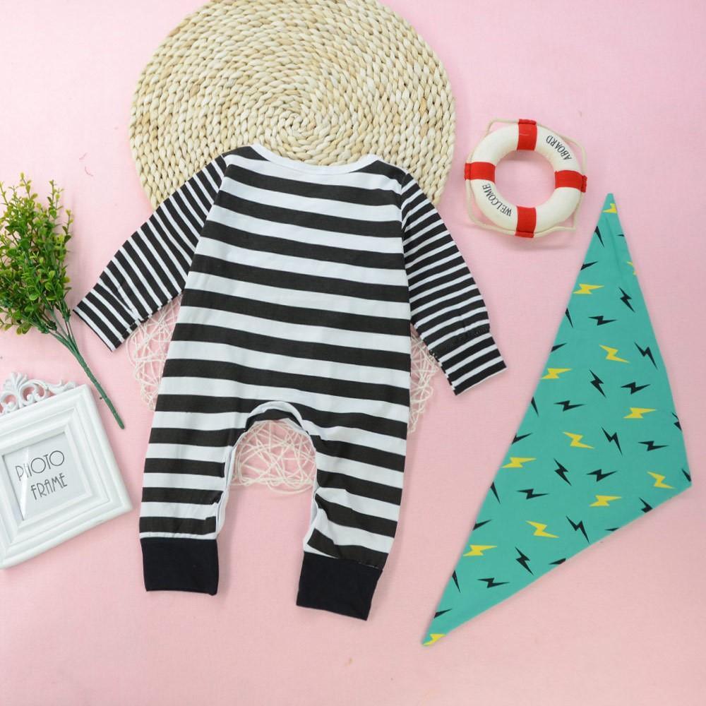 Baby Boys Striped Lightning Pattern Romper Baby Wholesales - PrettyKid