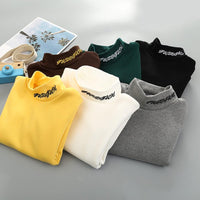 Boys Long Sleeve High Neck Solid color T-shirt Wholesale Boys Clothes - PrettyKid