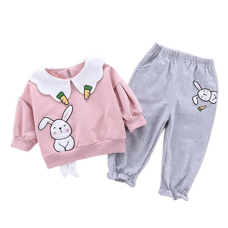 Toddler Girls Rabbit Printed Long Sleeve Top & Pants Girls Clothing Wholesale - PrettyKid