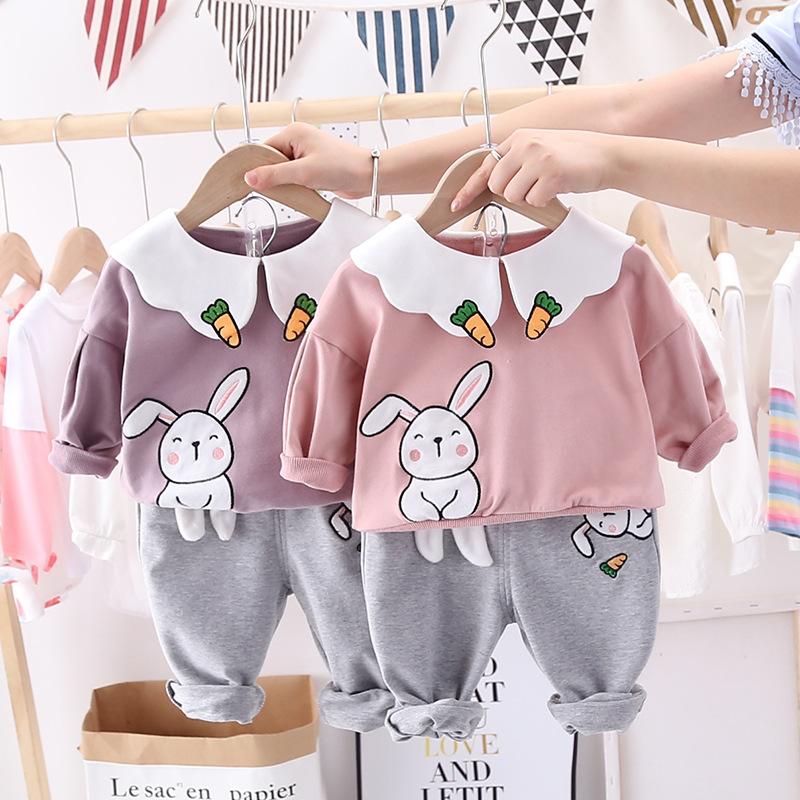 Toddler Girls Rabbit Printed Long Sleeve Top & Pants Girls Clothing Wholesale - PrettyKid