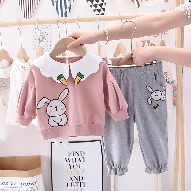 Toddler Girls Rabbit Printed Long Sleeve Top & Pants Girls Clothing Wholesale - PrettyKid