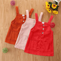 Girls Solid Color Pocket Trendy Suspender Dress Wholesale Girl clothes - PrettyKid