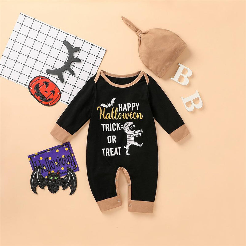 Baby Boys Printed Halloween Romper & Hat Cheap Baby Clothes Wholesalers - PrettyKid