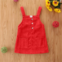 Girls Solid Color Pocket Trendy Suspender Dress Wholesale Girl clothes - PrettyKid