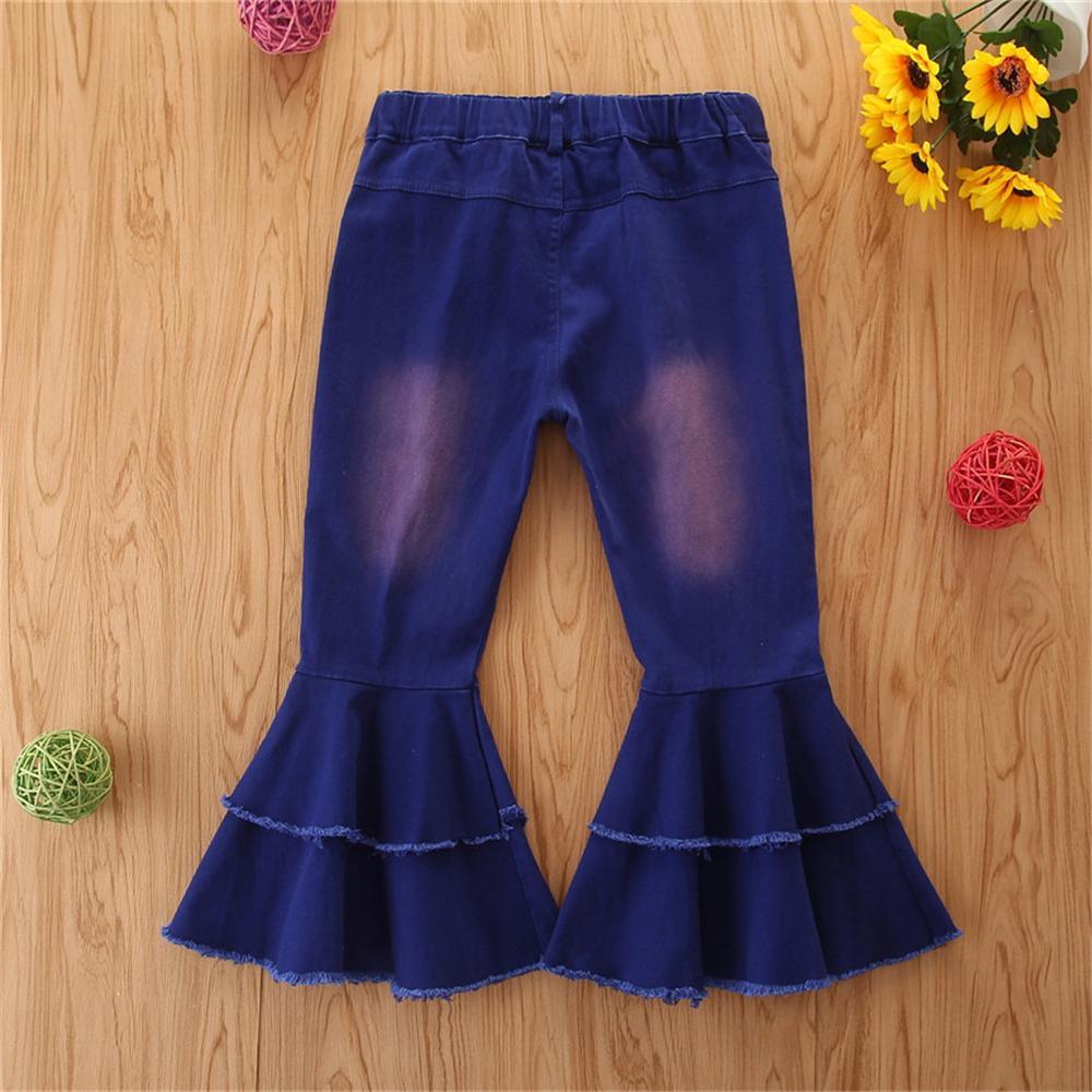 Girls Stylish Button Solid Flare Jeans Girls Clothes Wholesale - PrettyKid