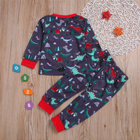 Boys Dinosaur Printed Long Sleeve Pajama Set Boy Wholesale Clothing - PrettyKid