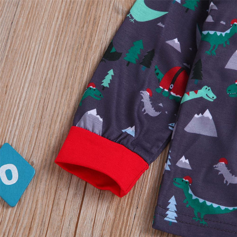 Boys Dinosaur Printed Long Sleeve Pajama Set Boy Wholesale Clothing - PrettyKid