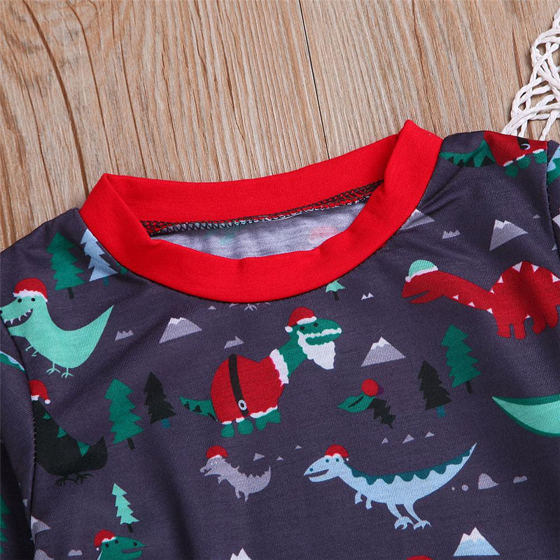 Boys Dinosaur Printed Long Sleeve Pajama Set Boy Wholesale Clothing - PrettyKid