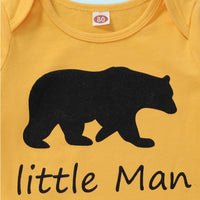 Baby Little Man Bear Printed Romper & Pants Baby Wholesale Clothing - PrettyKid