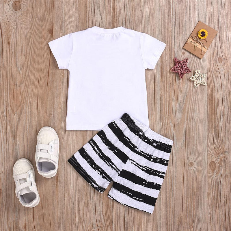 Boys Pocket Striped Short Sleeve Top & Shorts Wholesale Boy Suit - PrettyKid