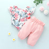 Baby Girls Short Sleeve Floral Printed Top & Pants Wholesale Baby Items - PrettyKid