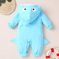 Baby Unisex Shark 3D Long Sleeve Hooded Cute Romper Wholesale Baby Boutique Items - PrettyKid