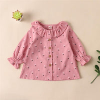 Girls Long Sleeve Star Printed Button Top Wholesale Baby Girl Clothes - PrettyKid