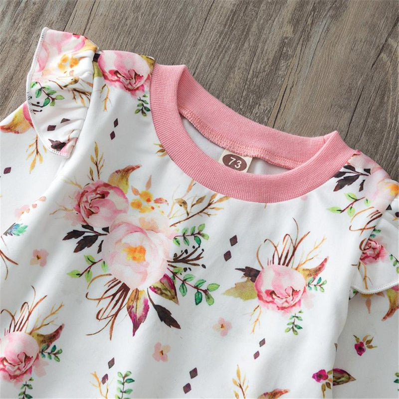 Baby Girls Floral Printed Long Sleeve Top & Pants Boutique Baby Clothes Wholesale - PrettyKid