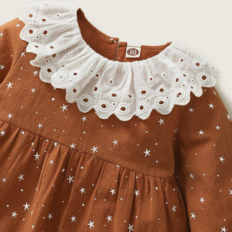 Baby Girls Star Printed Long Sleeve Princess Dress Buy Wholesale Baby Clothes - PrettyKid