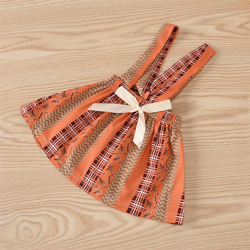 Baby Girls Turkey Thanksgiving Printed Romper & Skirt & Headband Baby Clothes Vendors - PrettyKid