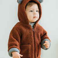 Unisex Baby Fuzzy Hooded Zipper Jacket Baby Boy Wholesale Boutique - PrettyKid