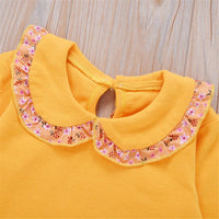 Girls Floral Printed Doll Collar Long Sleeve Splicing Dress Girls Clothing Wholesale - PrettyKid