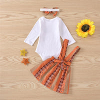 Baby Girls Turkey Thanksgiving Printed Romper & Skirt & Headband Baby Clothes Vendors - PrettyKid