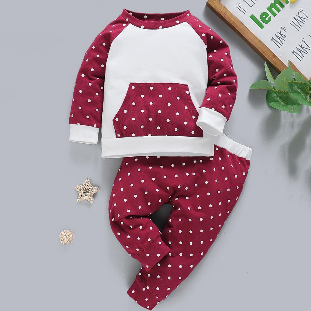 Baby Unisex Polka Dot Long Sleeve Top & Pants Baby Clothes Wholesale Supplier - PrettyKid