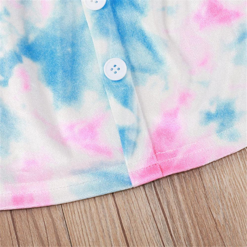 Girls Unicorn Tie Dye Long Sleeve Top & Skirt Wholesale Little Girl Clothing - PrettyKid