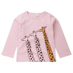 Unisex Giraffe Printed Long Sleeve Cartoon Top Wholesale Kids Clothing Distributors - PrettyKid