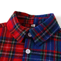 Boys Lattice Two-color Lapel Shirt Boys Wholesale - PrettyKid