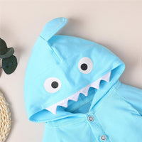 Baby Unisex Shark 3D Long Sleeve Hooded Cute Romper Wholesale Baby Boutique Items - PrettyKid