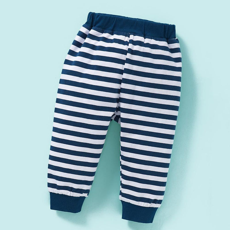 Baby Boys Cartoon Long Sleeve Romper & Striped Pants Baby Wholesale Clothing - PrettyKid