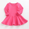 Girls Solid Color Long Sleeve Ruffled Bottoming Dress Girls Clothing Wholesalers - PrettyKid