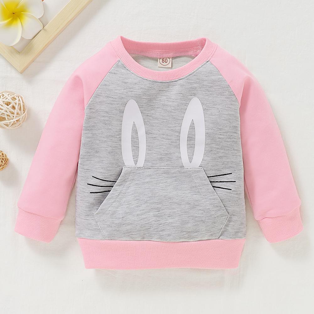 Baby Girls Pattern Animal Crew Neck Long Sleeve Tees Baby Jumper Clothes - PrettyKid